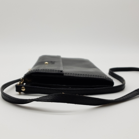 Vintage Wilson Accessories Australia Black Leather Mulit Compartment Crossbody - Picture 9 of 16